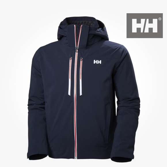 HELLY HANSON Navy Blue Mens Hooded Alpha LIFALOFT Insulated Ski Jacket XL